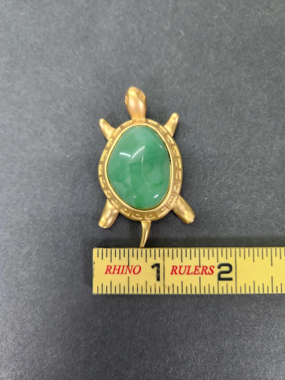 Vintage Avon Gold Tone Marbled Green Turtle Pin & Pendant Convertible Brooch